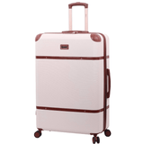 Aerolite Large Ultra Quiet 8 Wheel Stylish Classic Retro Vintage Style ABS Hard Shell Checked Check in Hold Luggage Suitcase with 4 Dual Hinomoto Wheels & TSA Lock, Cream