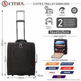 5 Cities 56x45x25 Trolley Bag and Aerolite 45x30x20 EasyJet/British Airways/ Jet2 Maximum Cabin Approved Carry On Bundle