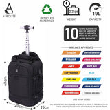 Aerolite 40x20x25cm Ryanair Maximum Premium Quality  Eco-Friendly Backpack Trolley with 2 Wheels, Extendable Handle, 10 Years Brand Warranty