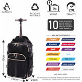 Aerolite 40x20x25cm Ryanair Maximum Eco-Friendly Superior Premium Quality Backpack Trolley Bag with 2 Wheels, Extendable Handle, 10 Year Brand Warranty (Quilted)