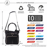 Aerolite 45x36x20cm Easyjet Maximum Super Premium Quality Eco Friendly Laptop Bag - Fits up to 16.5", Overnight Hand Cabin Luggage Shoulder Bag Quilted with 10 Year Warranty (Black)