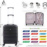 Aerolite (55x38x20cm) Emirates Max Size Hard Shell Carry On Hand Cabin Luggage Suitcase with 4 Wheels, Fits Ryanair, British Airways, easyJet & Many More (Black)