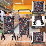 Hoppa Lightweight 6-Wheel Premium 2024 Model Folding Shopping Trolley Extra Large 75.6L Capacity Shopping Trolley Bag, 95cm, 5.25kg, Push/Pull (Leaf Black)