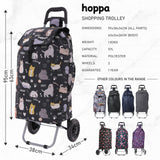 Hoppa 57Ltr Lightweight Shopping Trolley 2024 model, Hard Wearing & Foldaway Push/Pull Cart for Easy Storage With 1 Year Guarantee (Cats and Dogs)