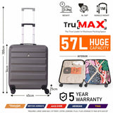 Aerolite 56x45x25 Easyjet British Airways Jet2 Maximum Allowance 46L Lightweight Hard Shell Carry On Hand Cabin Luggage Travel Spinner Suitcase with 4 Wheels - Charcoal