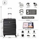 Aerolite 29" Large Lightweight Hard Shell Luggage Suitcase Spinner Suitcase with 8 Wheels, (79x58x31cm), 127L (Black)