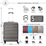 Aerolite 25" (69x50x27cm) Medium Lightweight Hard Shell Checked In Hold Luggage Suitcase with 8 Wheels, 82L Capacity (Charcoal)