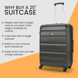 Aerolite 25" (69x50x27cm) Medium Lightweight Hard Shell Checked In Hold Luggage Suitcase with 8 Wheels, 82L Capacity (Charcoal)