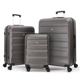 Aerolite Hard Shell 3 Piece Lightweight Suitcase Complete Luggage Set (Cabin 21" + Medium 25"+ Large 29" Hold Luggage Suitcase) Charcoal