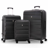 Aerolite Hard Shell 3 Piece Lightweight Suitcase Complete Luggage Set (Cabin 21" + Medium 25"+ Large 29" Hold Luggage Suitcase) Black