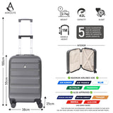 Aerolite 55 x 35 x 25 cm Hard Hand Luggage Suitcase with 4 Wheels, Maximum Size for ITA Airways Alitalia Air Europa Air France KLM and Transavia (Charcoal)