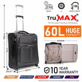 Aerolite 56x45x25cm Easyjet Large Cabin, British Airways Jet2 Maximum Allowance Lightweight 2 Wheel Carry On Hand Cabin Luggage Bag Suitcase 56x45x25 with TSA Approved Lock Black