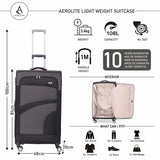 Aerolite 30" Super Lightweight Soft Shell Large Checked In Hold Luggage Suitcase with 8 Wheels, 108L Capacity