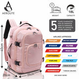 Aerolite (40x20x25cm) 3 in 1 Cabin Luggage Approved Flight Backpack, Maximum Size Allowance For Ryanair (Rose Gold)