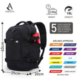 Aerolite (40x20x25cm) 3 in 1 Cabin Luggage Approved Flight Backpack, Maximum Size Allowance For Ryanair (Black)