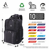 Aerolite 40x20x25cm Ryanair Maximum Premium Eco-Friendly Backpack With Removable Small Carry Pouch, Shower-Resistant Cabin Rucksack with 10 Years Brand Warranty