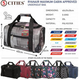 5 Cities (40x20x25cm) Ryanair Maximum Hand Luggage Holdall Flight Bag, Under Seat Cabin Holdall – Take The Max On Board