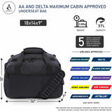 Aerolite 18x14x9” AA and Delta Maximum Size Cabin Bags with 5 Year Guarantee Foldable Carry On Premium Bag Holdall Small Lightweight Cabin Luggage Under seat Flight Travel Duffel Bag