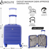 Aerolite 45x36x20cm Easyjet Maximum Size Hard Shell Carry On Hand Cabin Luggage Underseat Flight Suitcase with 4 Wheels