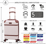 Aerolite Stylish Classic Retro Vintage Hard Shell Carry On Hand Cabin Luggage Suitcase with 4 Wheels 55x35x20 Ryanair easyJet Approved