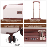 Aerolite Vintage Classic Retro Style Lightweight ABS Hard Shell Luggage With In-Built TSA Lock & Ultra Quiet Hinomoto 8-Wheels (Medium 25", Large 29")