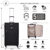 Aerolite Reinforced Super Strong and Light 4 Wheel Lightweight Medium & Hold Check in Luggage Suitcase, Double-Tube Retractable Trolley Handle, 10 Year Guarantee