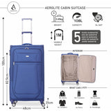 Aerolite Reinforced Super Strong and Light 4 Wheel Lightweight Hold Check in Luggage Suitcase, Double-Tube Retractable Trolley Handle, 10 Year Guarantee