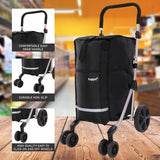 Hoppa 74L Expandable Lightweight Shopping Trolley 2024 model, Hard Wearing & Foldaway Push/Pull Cart for Easy Storage With 1 Year Guarantee