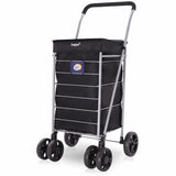 Hoppa Lightweight 6-Wheel Premium 2024 Model Folding Shopping Trolley Extra Large 75.6L Capacity Shopping Trolley Bag, 95cm, 5.25kg, Push/Pull (Black)