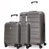 Aerolite ABS Hard Shell 3 Piece Suitcase Luggage Set - 2 x 21" Hand Cabin Luggage + 1 x Large 29" Hold Check in Luggage Suitcase Charcoal