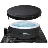 Aqua Spirit Inflatable Hot Tub Spa, Quick Heating Indoor & Outdoor Round With 130 Bubble Jet, Insulated Cover & Ground Sheet, Fits Up to 6 People, Rattan Effect