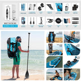 Aqua Spirit Barracuda 15’ 2 Person Tamden Inflatable Stand up Paddle Board SUP Kayak Package, 240KG Limit, 2x Seat, 2x Paddle & Kayak Blade, Pump, Go Pro Mount, Bag, Change Mat