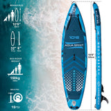 Aqua Spirit Barracuda iSUP Inflatable Stand Up Paddle Board 2024, 10'6x32”x6”, Complete Kayak Conversion Kit with Paddle, Backpack, Pump and more accessories, Adult Beginner/Expert, 2 Year Warranty (Blue)