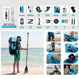 Aqua Spirit Barracuda iSUP Inflatable Stand Up Paddle Board 2024, 10'6x32”x6”, Complete Kayak Conversion Kit with Paddle, Backpack, Pump and more accessories, Adult Beginner/Expert, 2 Year Warranty (Blue)