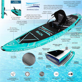 Aqua Spirit Barracuda iSUP Inflatable Stand Up Paddle Board 2024, 10'6x32”x6”, Complete Kayak Conversion Kit with Paddle, Backpack, Pump and more accessories, Adult Beginner/Expert, 2 Year Warranty (Green)