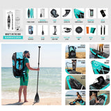 Aqua Spirit Barracuda iSUP Inflatable Stand Up Paddle Board 2024, 10'6x32”x6”, Complete Kayak Conversion Kit with Paddle, Backpack, Pump and more accessories, Adult Beginner/Expert, 2 Year Warranty (Green)