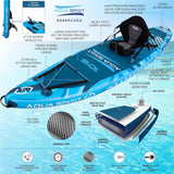 Aqua Spirit Barracuda iSUP Inflatable Stand Up Paddle Board 2024, 10'6x32”x6”, Complete Kayak Conversion Kit with Paddle, Backpack, Pump and more accessories, Adult Beginner/Expert, 2 Year Warranty (Blue)