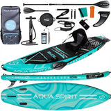 Aqua Spirit Barracuda iSUP Inflatable Stand Up Paddle Board 2024, 10'6x32”x6”, Complete Kayak Conversion Kit with Paddle, Backpack, Pump and more accessories, Adult Beginner/Expert, 2 Year Warranty (Green)