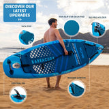 Aqua Spirit Barracuda iSUP Inflatable Stand Up Paddle Board 2024, 10'6x32”x6”, Complete Kayak Conversion Kit with Paddle, Backpack, Pump and more accessories, Adult Beginner/Expert, 2 Year Warranty (Blue)