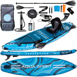 Aqua Spirit Barracuda iSUP Inflatable Stand Up Paddle Board 2024, 10'6x32”x6”, Complete Kayak Conversion Kit with Paddle, Backpack, Pump and more accessories, Adult Beginner/Expert, 2 Year Warranty (Blue)