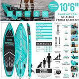 Aqua Spirit Barracuda iSUP Inflatable Stand Up Paddle Board 2024, 10'6x32”x6”, Complete Kayak Conversion Kit with Paddle, Backpack, Pump and more accessories, Adult Beginner/Expert, 2 Year Warranty (Green)