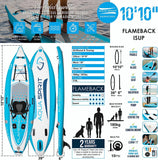 Aqua Spirit Flameback SUP Activity Inflatable Stand UP Paddle Board 2024 | 10'10”x39”x6” | Complete Kayak Conversion Kit with Fishing Rod Mounts, Paddle, Backpack, Pump and more accessories | Adult Beginners/Experts | 2 Year Warranty