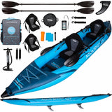 Aqua Spirit Inflatable Kayak, 13’5” 2 Person Complete Kayak Kit with Paddle, Backpack, Double-Action Pump and more accessories, For Adult Beginners/Experts - 3 Years Brand Warranty