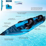 Aqua Spirit Inflatable Kayak, 13’5” 2 Person Complete Kayak Kit with Paddle, Backpack, Double-Action Pump and more accessories, For Adult Beginners/Experts - 3 Years Brand Warranty