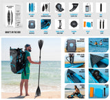 Aqua Spirit Inflatable Kayak, 10'5” 1 Person Complete Kayak Kit with Paddle, Backpack, Double-Action Pump and more accessories, For Adult Beginners/Experts - 3 Years Brand Warranty