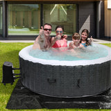 Aqua Spirit Inflatable Hot Tub Spa, Quick Heating Indoor & Outdoor Round With 130 Bubble Jet, Insulated Cover & Ground Sheet, Fits Up to 6 People, Rattan Effect