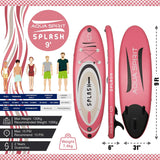 AQUA SPIRIT Splash iSUP 9’ long Inflatable Stand up Paddle Board for Beginners/Intermediate with Backpack, Leash, Paddle, Changing Mat & Waterproof Phone Case