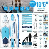 AQUA SPIRIT Tempo 10'/10'6 iSUP Inflatable Stand up Paddle Board for Adult Beginners/Intermediate with Backpack, Leash, Paddle, Changing Mat & Waterproof Phone Case