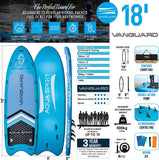 Aqua Spirit Vanguard Family Inflatable SUP for Group Adventures, 18' x 5’ x 8” with Carry Bag, Double-Action Pump And More Accessories, Up To 10 Person, 500KG Limit,  3 Years Extended Brand Warranty