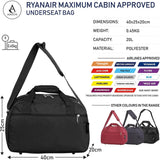 Aerolite (40x20x25cm) Hand Luggage Holdall Bag (x2 Set), Maximum Allowance For Ryanair